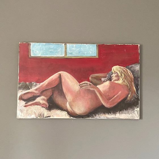 Image 1 of Olieverf op doek. 1970. Liggende vrouw. 60x40 cm.