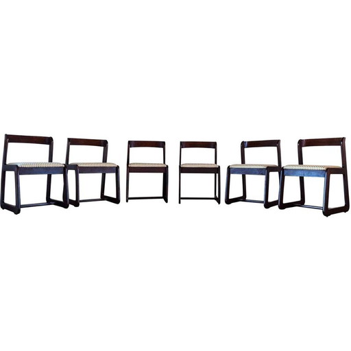 Set of 6 vintage Beech Dining Chairs by Mario Sabot, Italian 1970s