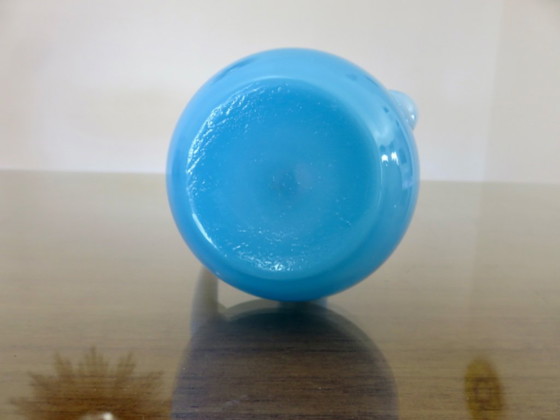 Image 1 of Soliflore vase in blue opaline and opalescent glass, France, 1960-1970