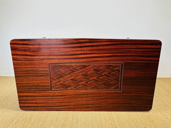 Image 1 of Modernistische eettafel met marqueterie van macassar-ebbenhout, Frankrijk, 1950