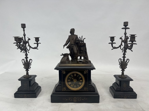 Ensemble de cheminée antique en trois parties « Dalibon Frères au Havre » ca. 1880-1890