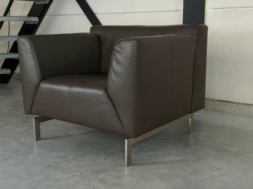 Fauteuil Rolf Benz Linea - cuir marron taupe