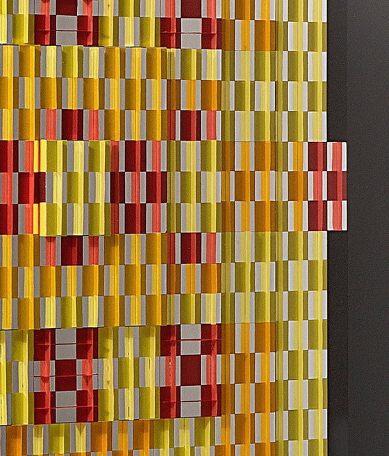 Image 1 of Françoise Luciani Orangefarbene Schachbrett-Collage aus Papier