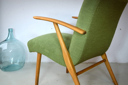 Mid Century Easychair Vintage Armchair Green Chair – fauteuils, Wood, Textile, Mid Century Modern (photo 2 of 7)