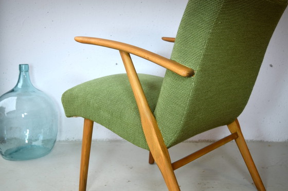 Mid Century Easychair Vintage Armchair Green Chair – Wood, Textile, Mid Century Modern (photo 2 of 7)