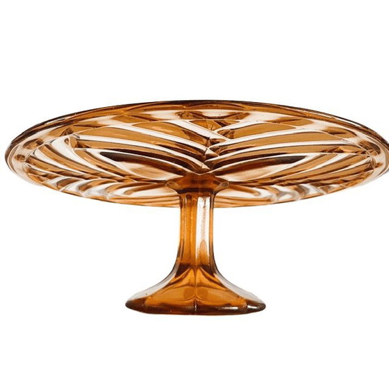 Art-Deco-Kuchenständer aus Glas, Val St. Lambert, rosafarbenes Glas, Rosaline, 1930er Jahre (photo 4 of 5)