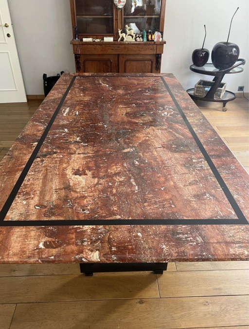 Op maat gemaakte eettafel van rood travertijn – 210 × 110 cm – Marble