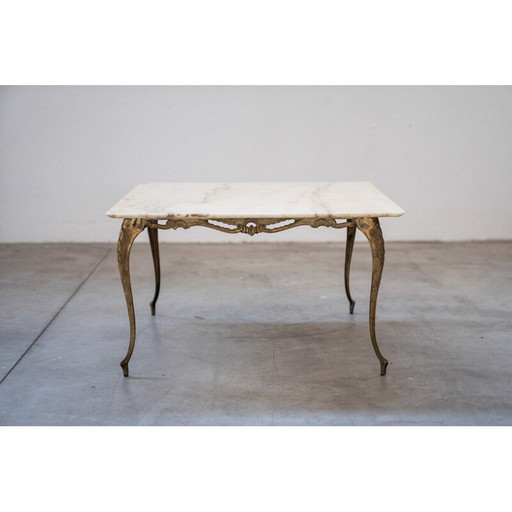 Vintage salontafel met messing frame en onyx blad, 1960-1970