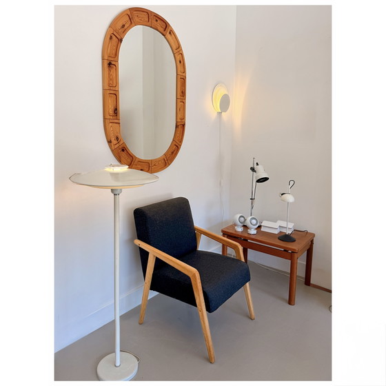 Vintage Scandinavian Armchair, Deep Charcoal Upholstery, Oak Structure, Denmark 1970s – Textile, Wood (photo 9 of 9)