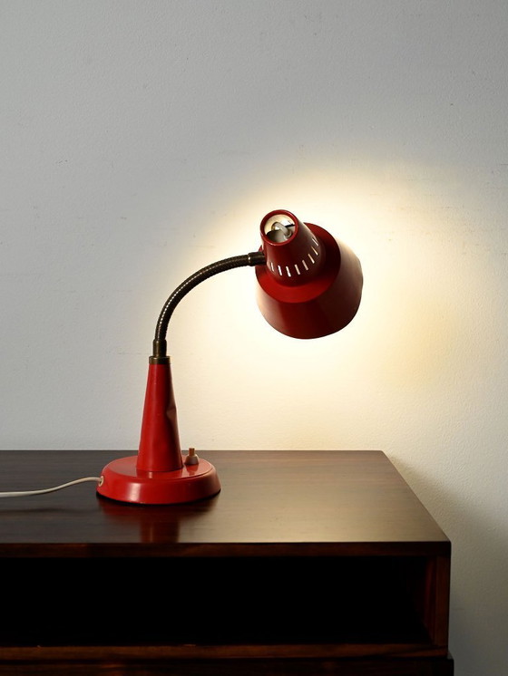 Image 1 of Gemi red Scandinavian table lamp, 1960s