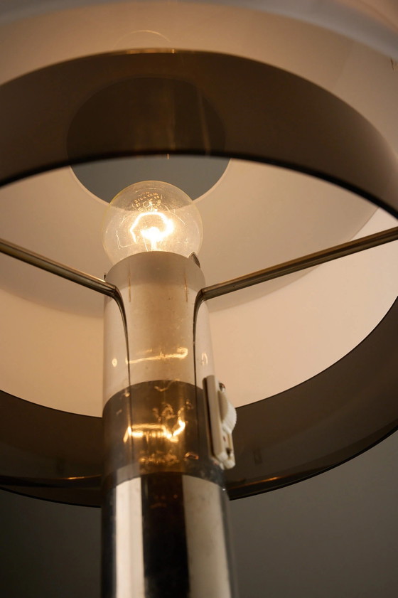 Artiforte Cylindric Acrylic and Chrome Table Lamp, White (photo 8 of 10)