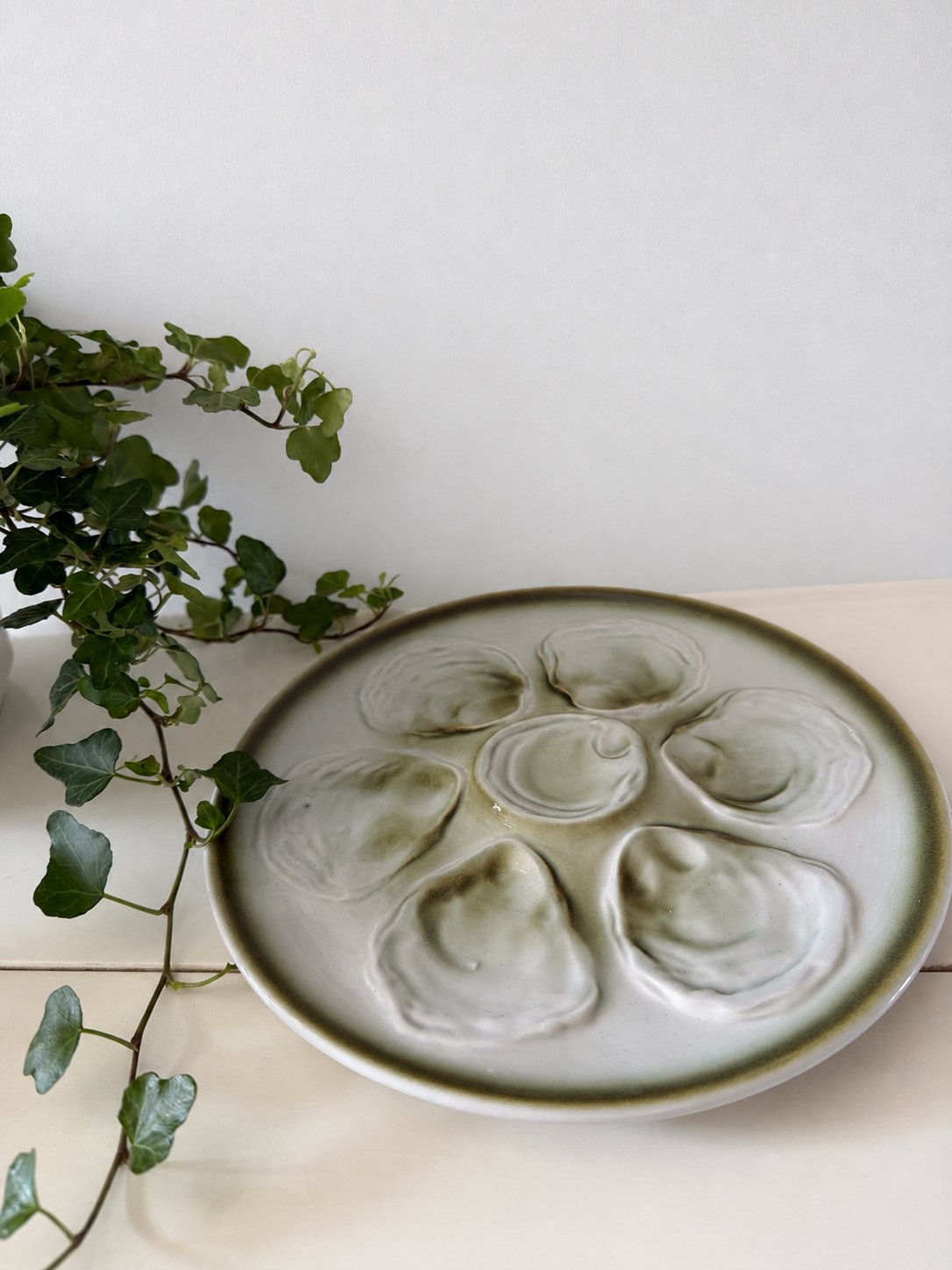 Oyster plate vintage Faïence de Saint Amand | Crockery second-hand