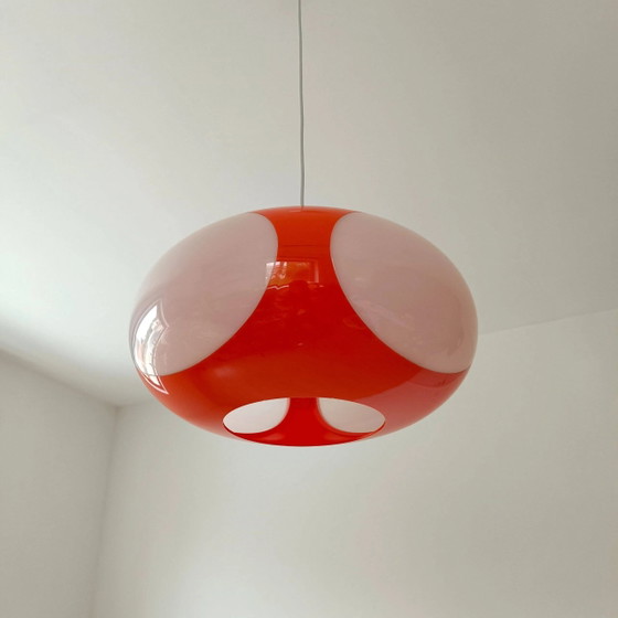 Lampada a sospensione UFO bug-eye arancione/bianca – Massive – Lampade a sospensione, Plastic, Space Age (photo 9 of 9)