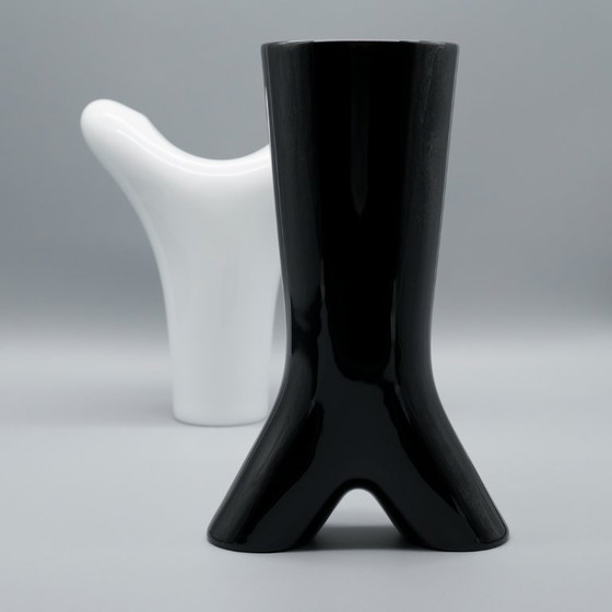 Image 1 of Rosenthal Studio Linie B&W Glossy Porcelain SPIRIT Vase Duo by Platt & Young 80s