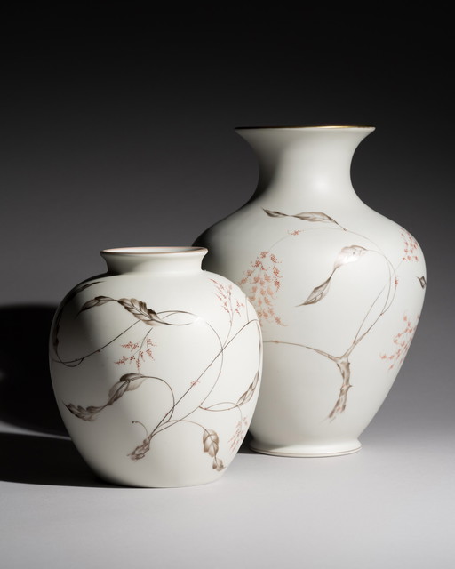 Rosenthal Fritz von Stockmayer Vase Duo Silky Glaze Hand-painted Signature 2WW 