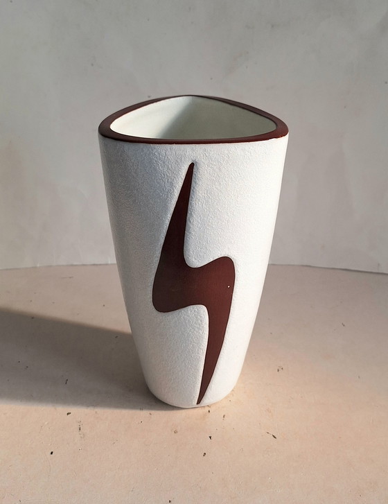 Image 1 of Jaap Ravelli's vintage ceramic vase with a lightning bolt. 1953.