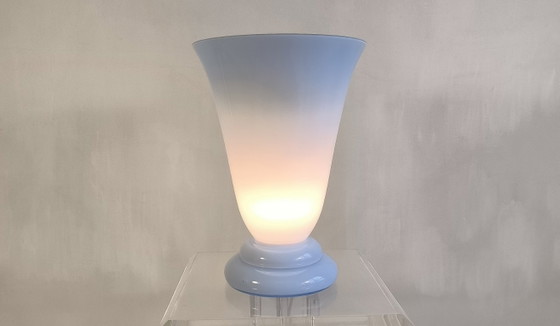 Image 1 of 😍✨ Magnificent large vintage lamp in opaline blue Bohemian glass — signed Czechoslovakia — 1960s/70s ✨😍