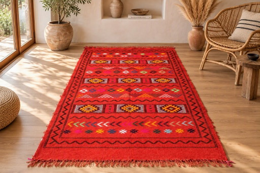 Nueva Alfombra Bereber Marroquí de Lana Tejida a Mano 210 × 127 cm | Auténtica Amazigh Hanbel