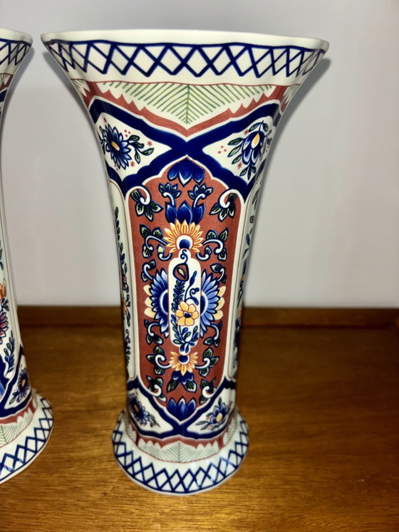 Set van 2 Vintage Boch Vazen - Brugge Delfts Imari Stijl – Ceramic (photo 3 of 12)
