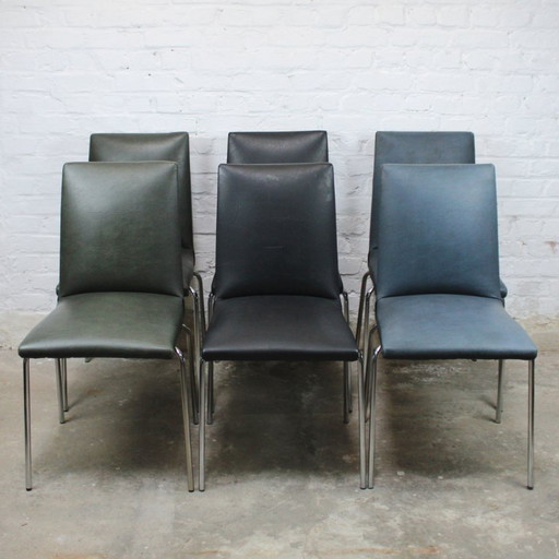 6x Vintage Stuhl Robert von Pierre Guariche für Meurop 1960s