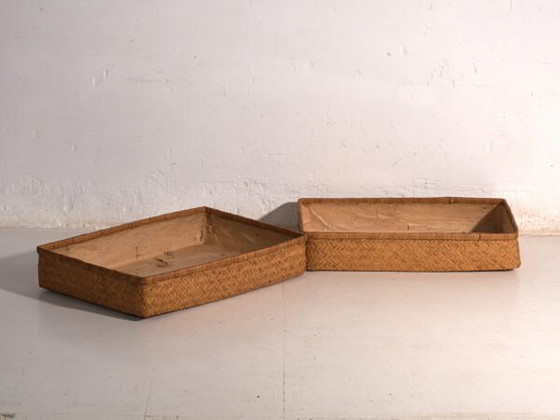 Caja japonesa antigua de bambú tejido – Japón, circa 1950. Juego de dos piezas. – Armarios de almacenamiento (photo 22 of 40)