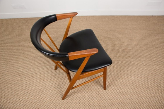 Image 1 of Danish armchairs in teak and skai by Helge Sibast for Sibast 1955.