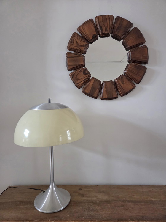 Image 1 of Brutalistische ronde spiegel, jaren 70