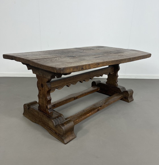 Image 1 of Brutalist vintage rustic 19th-century oak table France