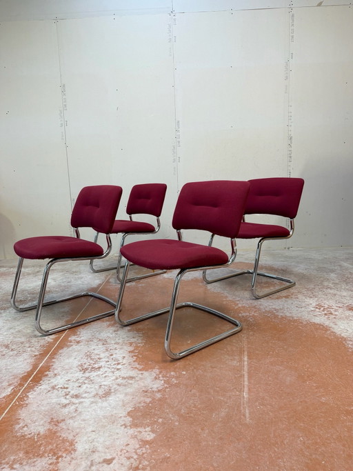 Set van 4 Joly design stoelen van Strafor Steelcase, vintage uit de jaren 70
