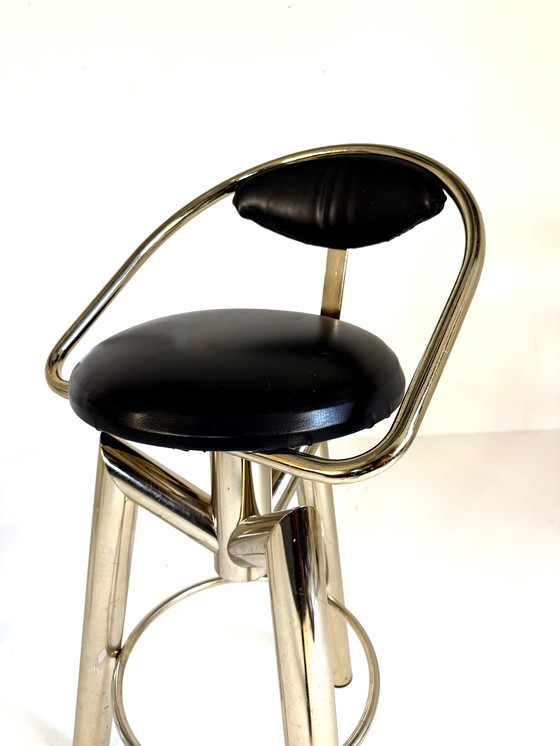 Image 1 of 4x Italian bar stool Hollywood Regency style '80