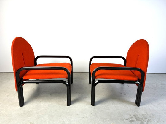 Armchairs with orange upholstery, Knoll, Metal, Textile, Postmodern (photo 8 of 12)