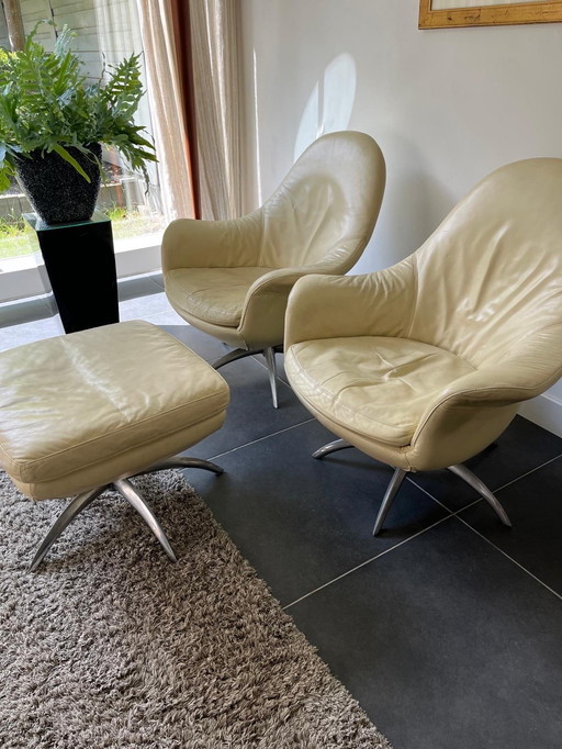 2x Chaises pivotantes Minotti avec cuir Hocker