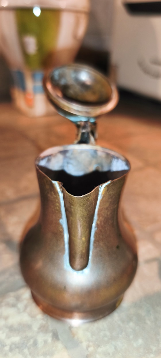 Ensemble de 5 cafetières arabes vintage Dallah en cuivre et laiton, style turc et moyen-oriental (photo 10 of 10)