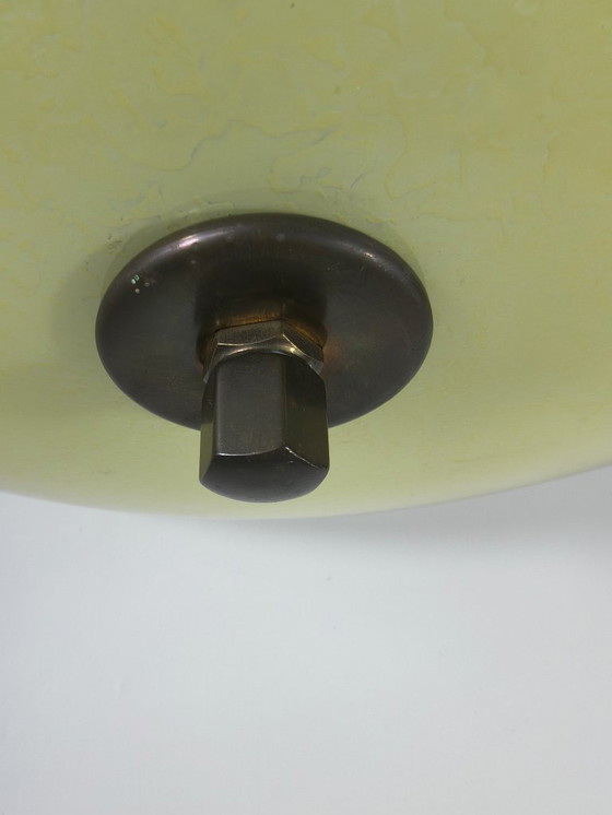 Image 1 of Lámpara colgante Art Déco Ø56 cm - Cristal opalino y latón - ca. 1935