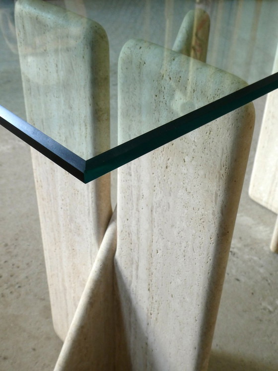 Console in Vetro e Travertino, anni '80 (photo 8 of 12)