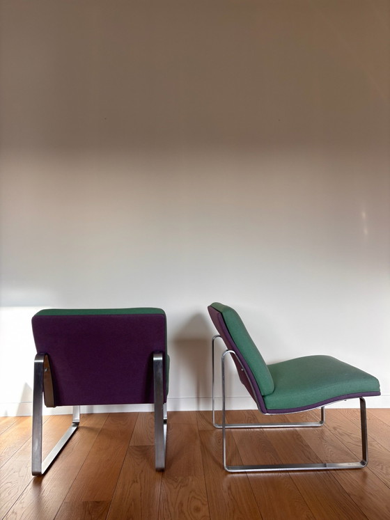 Cado Lounge chairs x 2 by Poul Henningsen Denmark, Side chairs, Chrome, Textile, mint (photo 2 of 12)