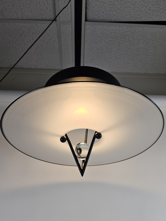 Image 1 of Suspension en verre et acier, Italie, années 80