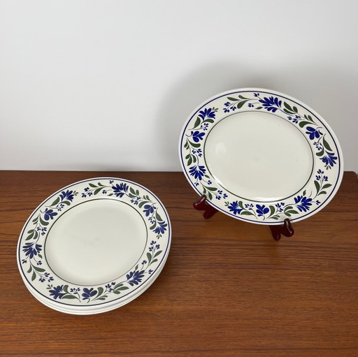 Set of 6 Churchill England Dinner Plates, Flower Pattern, 1970