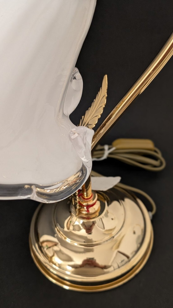 Image 1 of Refined Pair of Murano Calla Lamps, Vintage New Old Stock, 24kt Gold