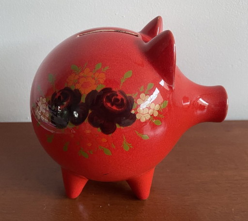 Waechtersbach - Vintage rotes Steingut-Sparschwein