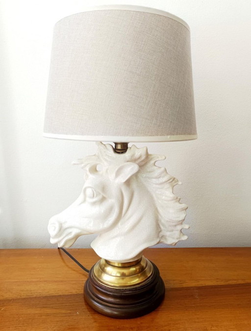 Lampe Pferd aus Craquelé-Keramik Art Deco