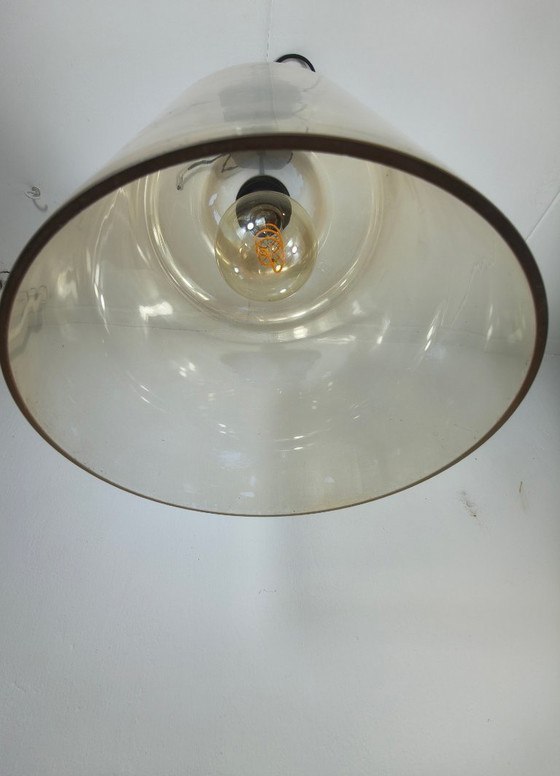 Image 1 of Pendant lamp with amber-colored glass