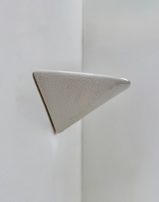 Image 1 of Vintage wandlamp van wit, gebarsten porselein, Frankrijk, 1970.