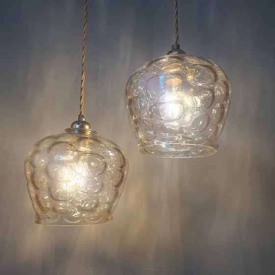 Image 1 of Ensemble de suspensions en verre vintage - Années 60-70 - Style Hollywood Regency
