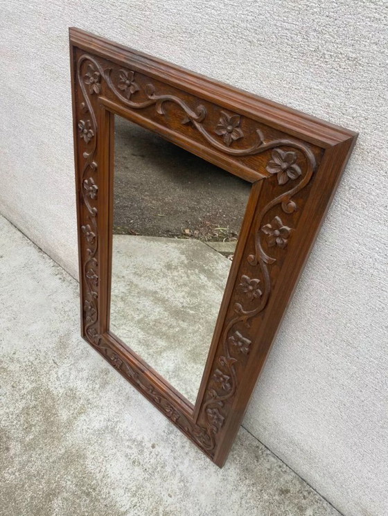 Image 1 of Due specchi antichi intagliati in rovere Napoleone del XIX secolo