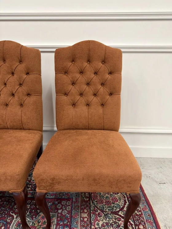 Ensemble de chaises Chesterfield classiques anglaises rembourrées, Chaises de salle à manger, Orange (photo 10 sur 18)