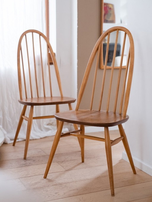 Paar Vintage Ercol Quaker Stühle, Modell 365 – eetkamerstoelen, Wood
