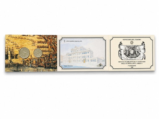 Dittico Monete in argento 1989 Cristoforo Colombo