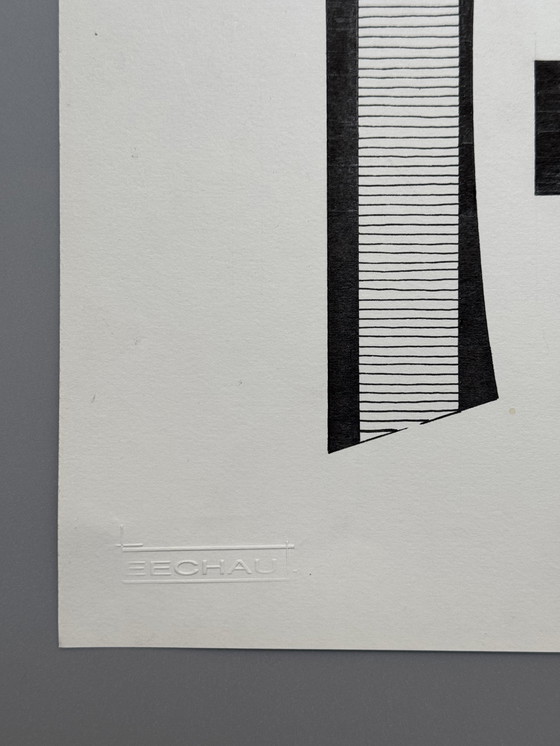 Image 1 of Eugène Eechaut (1928-2019) - Geometrical Composition, Ink, 1989