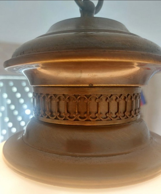 Vintage lamp 1970 fully restored and new electrical wiring – Pendant lamps, Glass, Metal (photo 5 of 11)